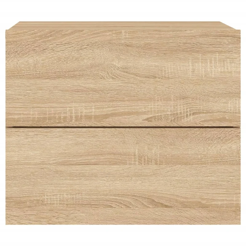 Table de chevet murale avec lumières LED et tiroirs 50 x 39 x 41 cm en bois d'ingénierie couleur chêne DEC034188