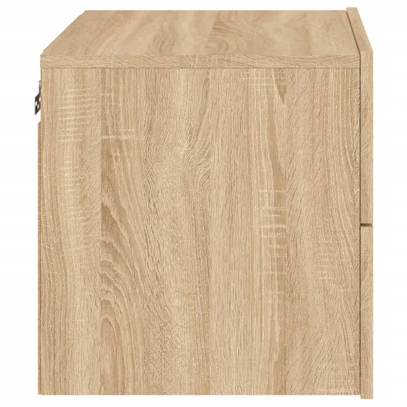Table de chevet murale avec lumières LED et tiroirs 50 x 39 x 41 cm en bois d'ingénierie couleur chêne DEC034188