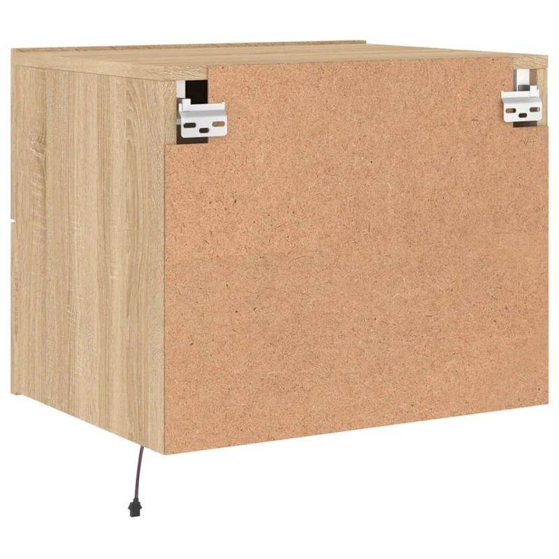 Table de chevet murale avec lumières LED et tiroirs 50 x 39 x 41 cm en bois d'ingénierie couleur chêne DEC034188