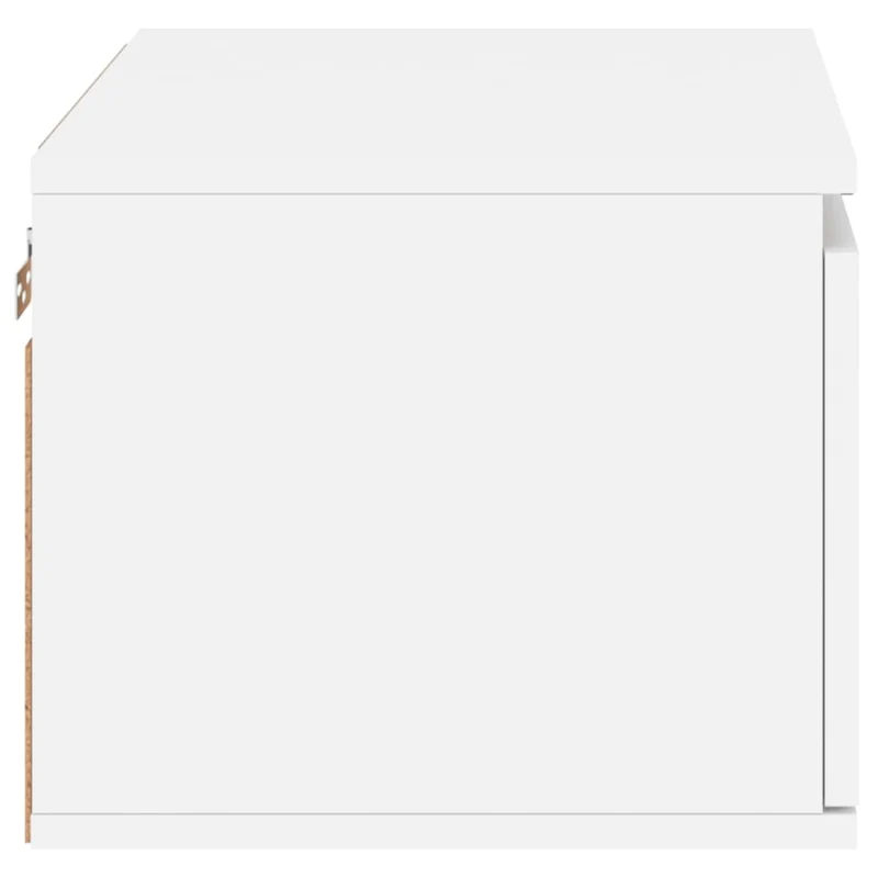 Table de chevet murale avec lumières LED 50 x 36 x 30 cm avec tiroir en bois d'ingénierie blanc DEC034163