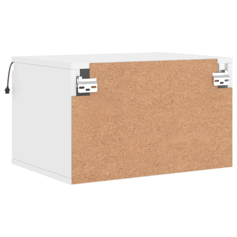 Table de chevet murale avec lumières LED 50 x 36 x 30 cm avec tiroir en bois d'ingénierie blanc DEC034163