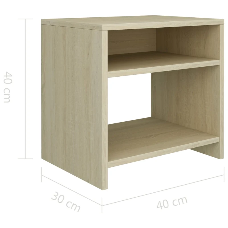 Table de chevet avec compartiment de rangement ouvert 40 x 30 x 40 cm bois d'ingénierie couleur chêne DEC033820