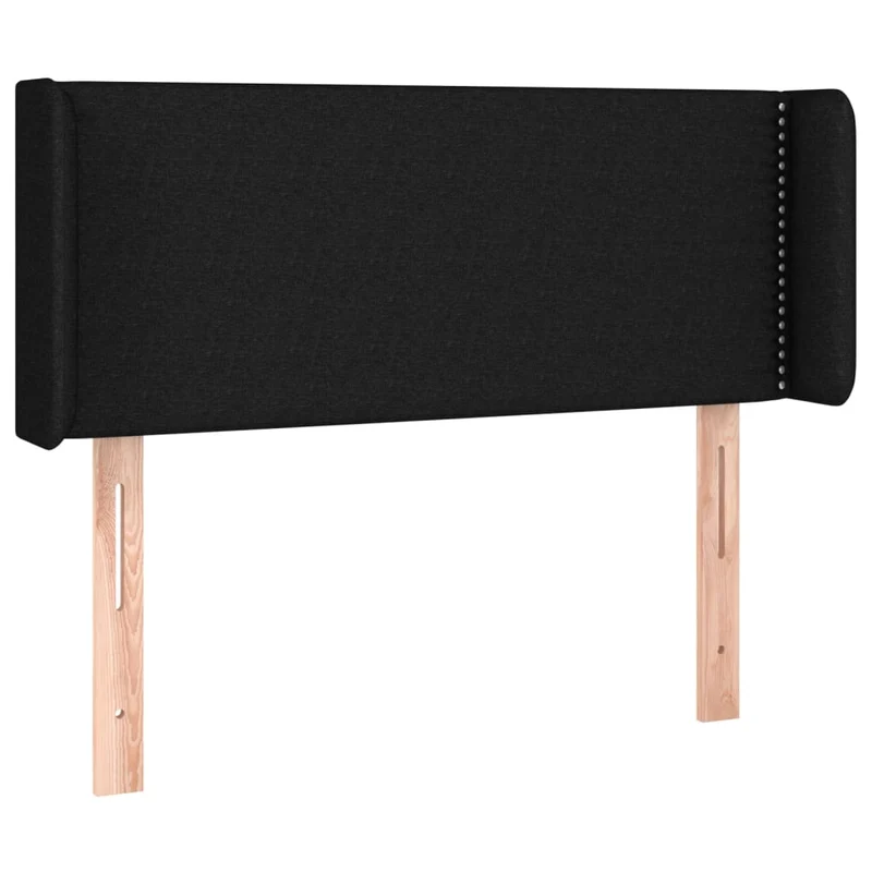 Tête de lit accessoire couchage chambre à coucher meuble avec rebord latéral 93 x 16 x 78/88 cm tissu noir TDL0204404
