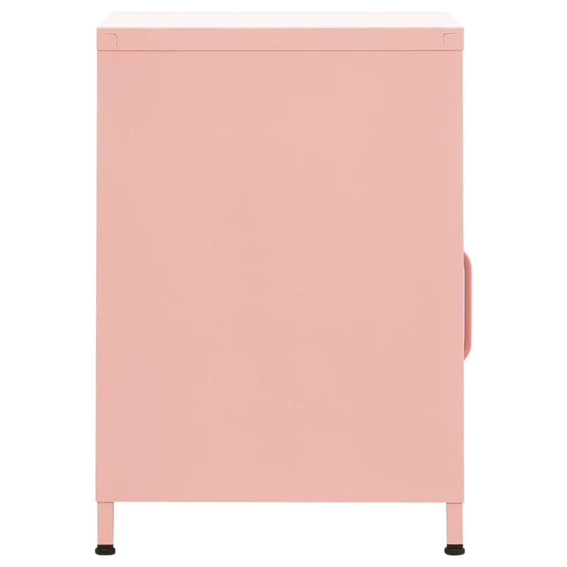 Table de chevet avec tiroir et compartiment avec porte 35 x 35 x 51 cm acier rose DEC034554