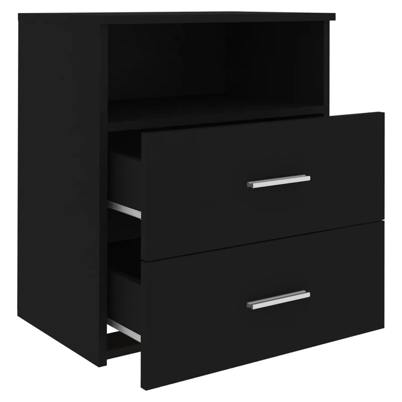 Table de chevet avec tiroirs et compartiment de rangement 50 x 32 x 60 cm bois d'ingénierie noir DEC034496