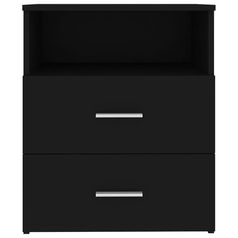 Table de chevet avec tiroirs et compartiment de rangement 50 x 32 x 60 cm bois d'ingénierie noir DEC034496