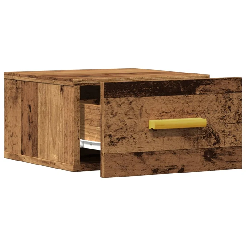 Table de chevet murale avec tiroir 35 x 35 x 20 cm bois d'ingénierie marron vieilli DEC034338