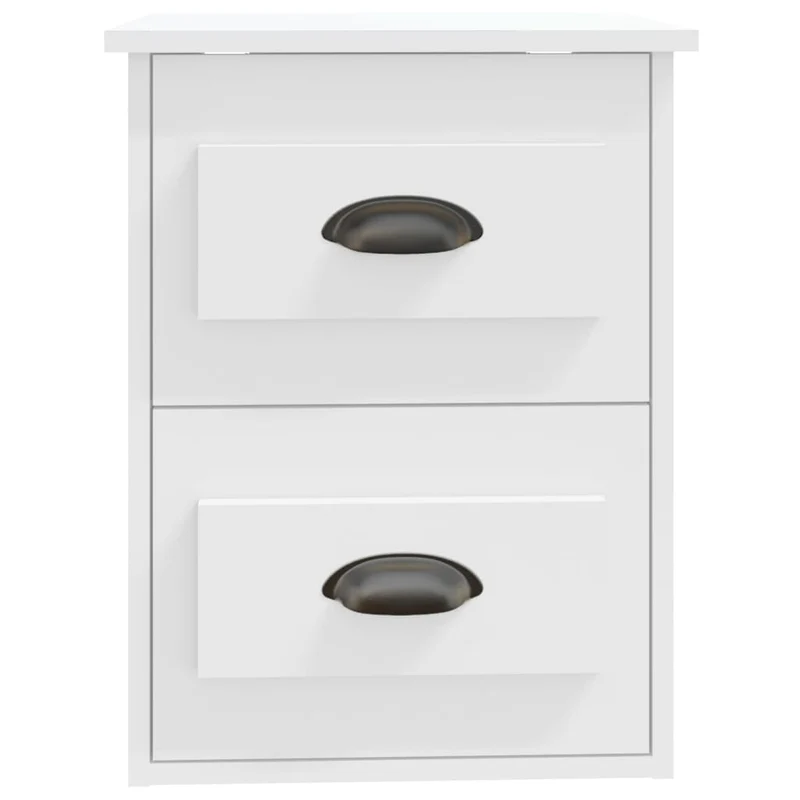 Table de chevet avec deux tiroirs 41,5 x 36 x 53 cm en bois d'ingénierie blanc DEC034225