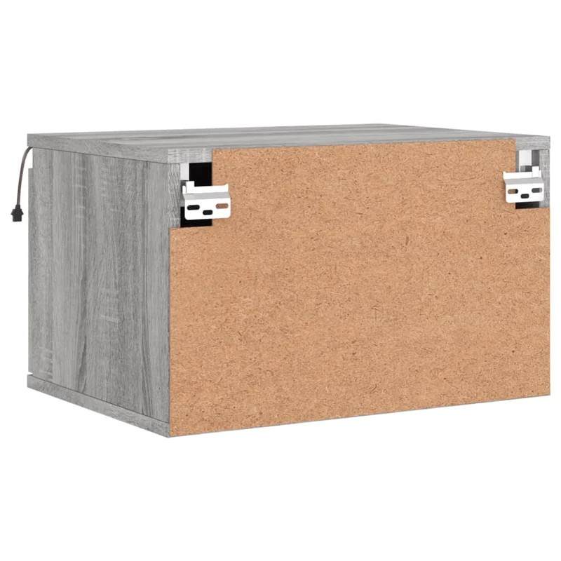 Table de chevet murale avec lumières LED et tiroir 50 x 36 x 30 cm en bois d'ingénierie gris DEC034210