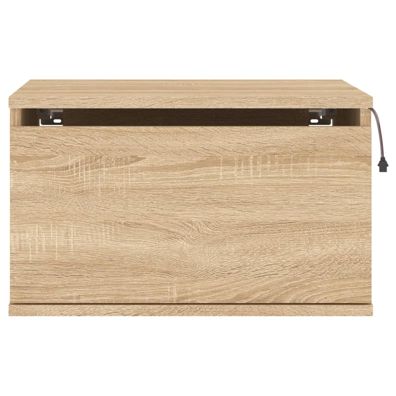 Table de chevet murale avec lumières LED et tiroir 50 x 36 x 30 cm en bois d'ingénierie couleur chêne DEC034193