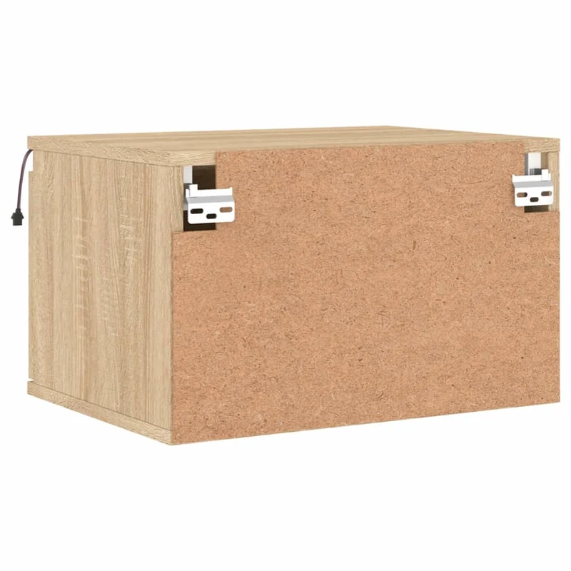 Table de chevet murale avec lumières LED et tiroir 50 x 36 x 30 cm en bois d'ingénierie couleur chêne DEC034193