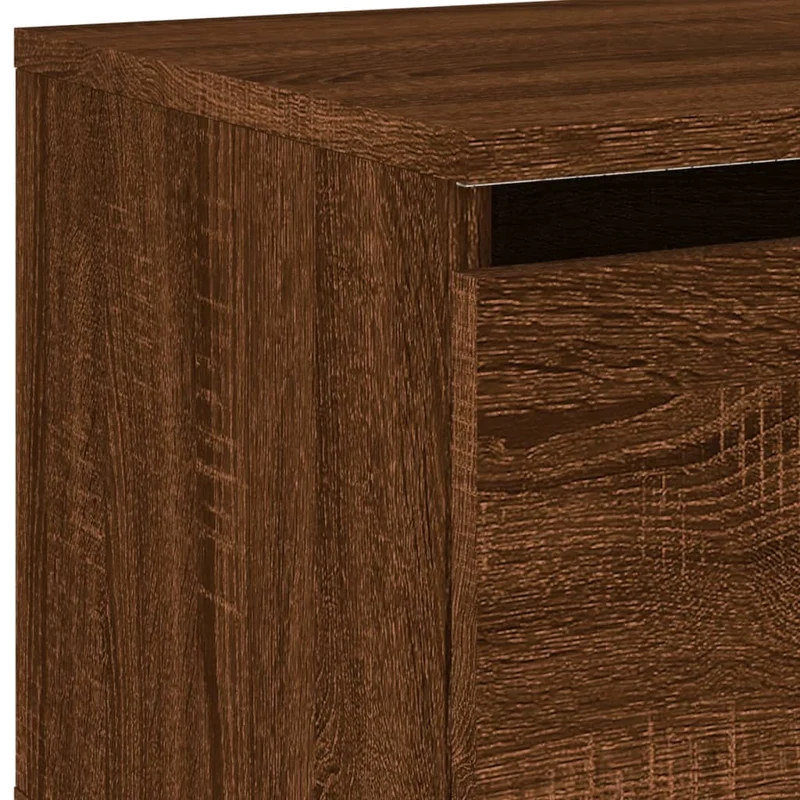 Table de chevet murale avec lumières LED et tiroir 50 x 36 x 30 cm bois d'ingénierie chêne marron DEC034185