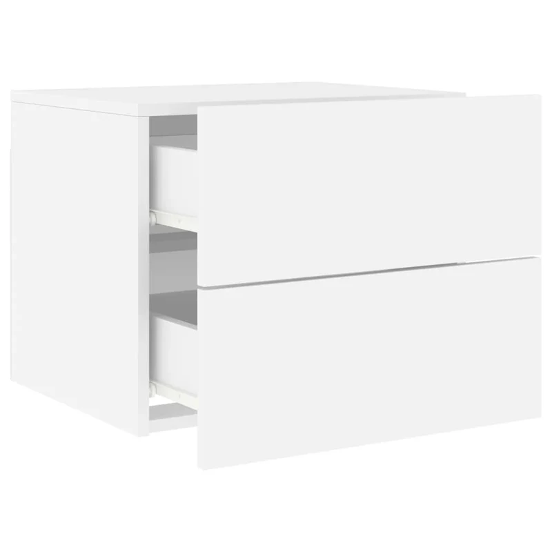 Table de chevet murale avec lumières LED et tiroirs 50 x 39 x 41 cm et bois d'ingénierie blanc DEC034169