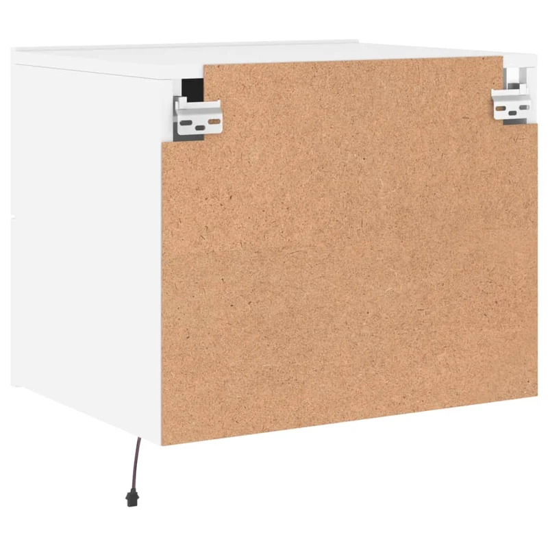 Table de chevet murale avec lumières LED et tiroirs 50 x 39 x 41 cm et bois d'ingénierie blanc DEC034169