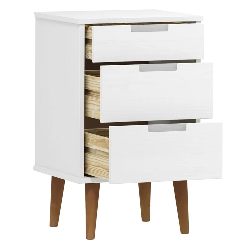 Table de chevet avec 3 tiroirs 40 x 35 x 65 cm bois de pin massif blanc DEC034146