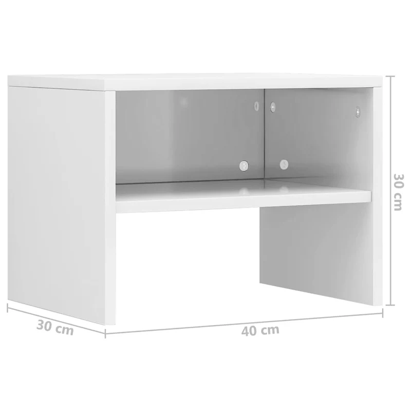 Table de chevet avec compartiment ouvert 40 x 30 x 30 cm bois ingénierie blanc DEC033444