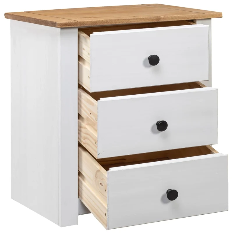 Table de chevet avec 3 tiroirs 46 x 40 x 57 cm bois de pin massif blanc DEC033412
