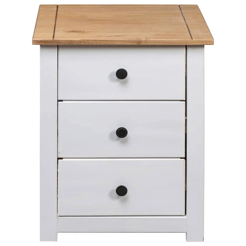 Table de chevet avec 3 tiroirs 46 x 40 x 57 cm bois de pin massif blanc DEC033412