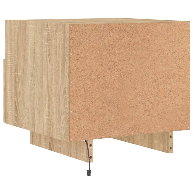 Table de chevet avec lumières LED et tiroir 40 x 39 x 37 cm en bois d'ingénierie DEC033185