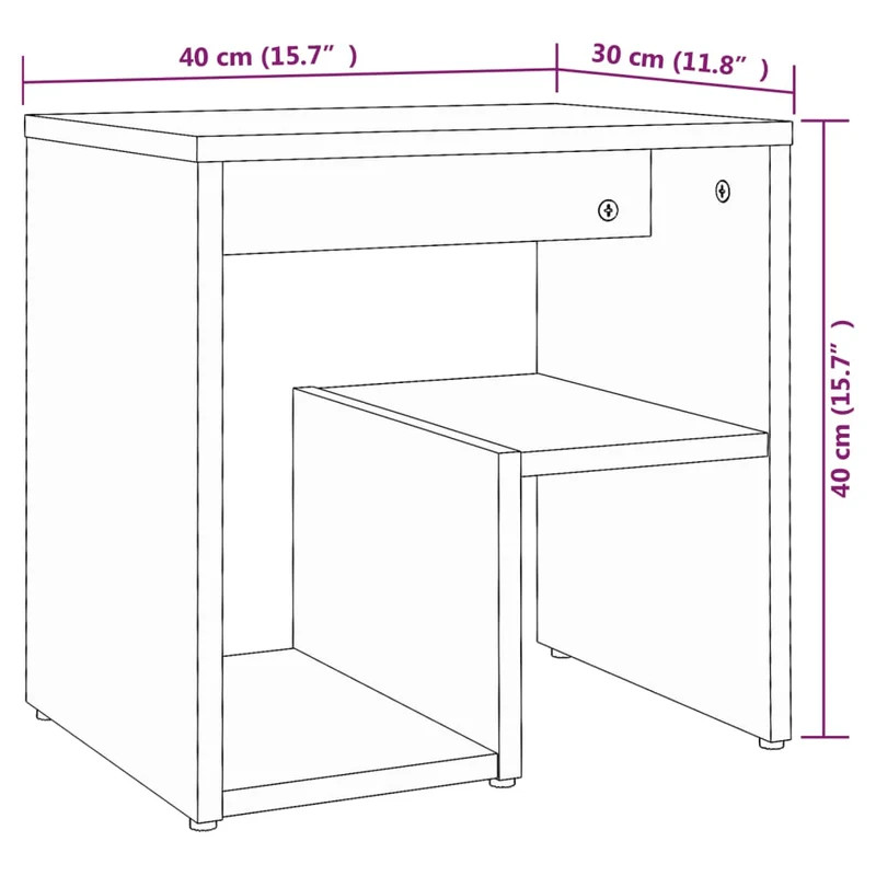 Table de chevet avec étagères 40 x 30 x 40 cm bois d'ingénierie gris DEC034598