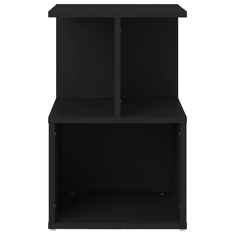 Table de chevet avec compartiment de rangement et étagère 35 x 35 x 55 cm bois ingénierie noir DEC034363