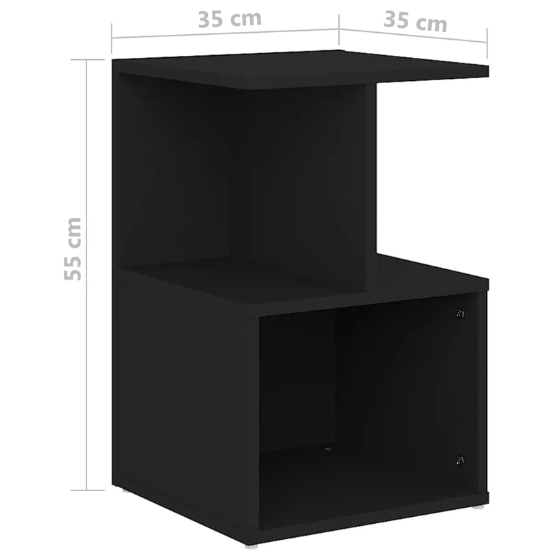 Table de chevet avec compartiment de rangement et étagère 35 x 35 x 55 cm bois ingénierie noir DEC034363
