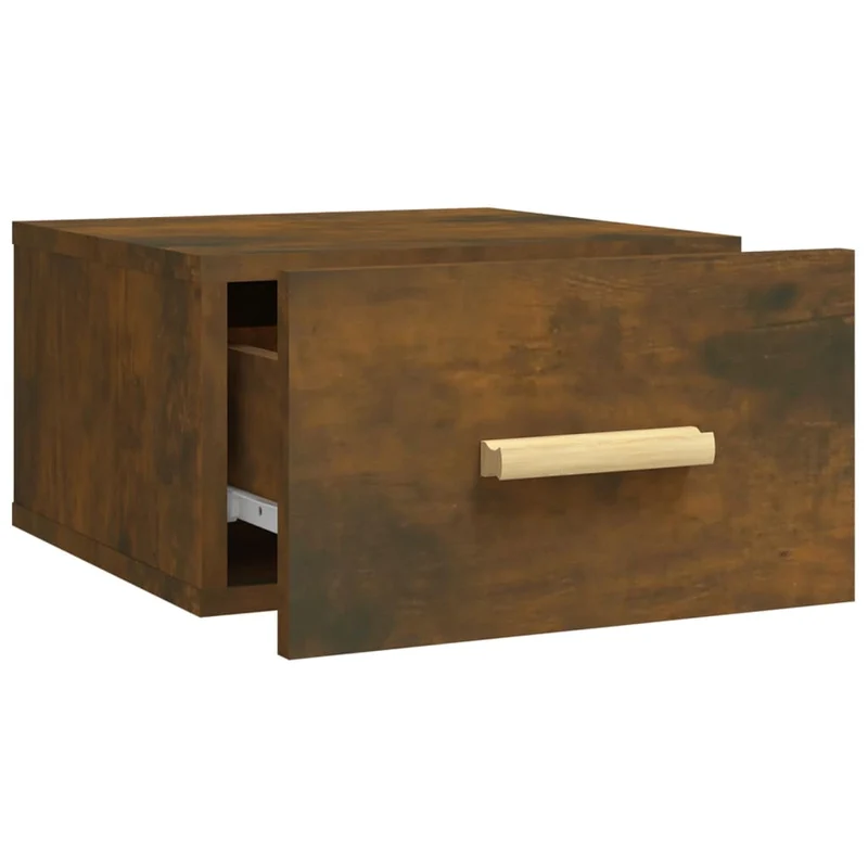 Table de chevet murale avec tiroir 35 x 35 x 20 cm bois d'ingénierie marron DEC034254