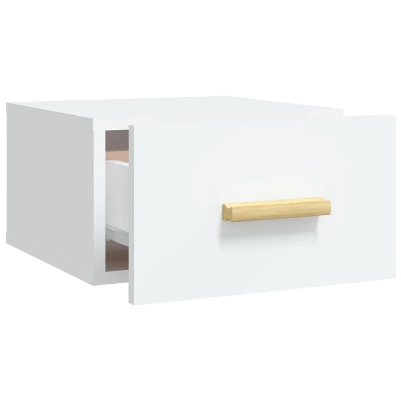 Table de chevet murale avec tiroir 35 x 35 x 20 cm bois d'ingénierie blanc DEC034222