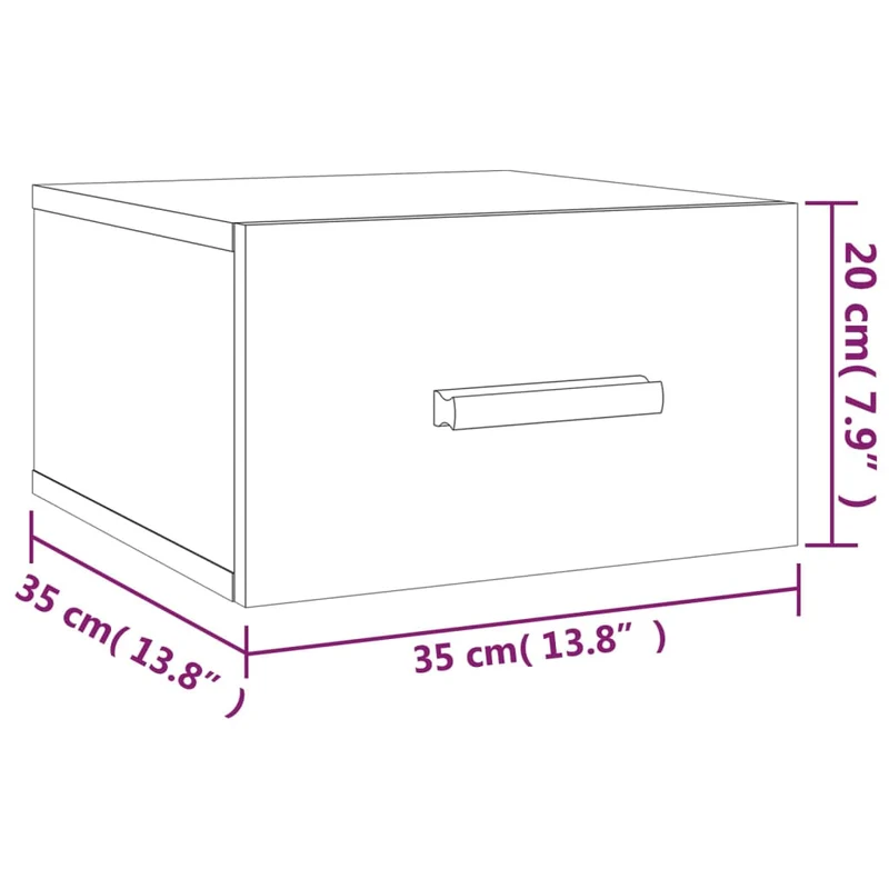 Table de chevet murale avec tiroir 35 x 35 x 20 cm bois d'ingénierie blanc DEC034222