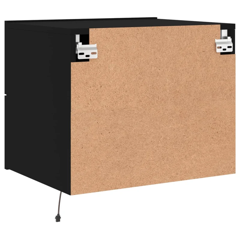 Table de chevet murale avec lumières LED et deux tiroirs 50 x 39 x 41 cm bois d'ingénierie noir DEC034202