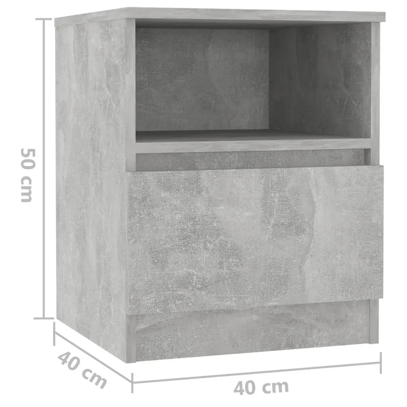 Table de chevet avec tiroir et compartiment de rangement 40 x 40 x 50 cm aggloméré gris DEC034018
