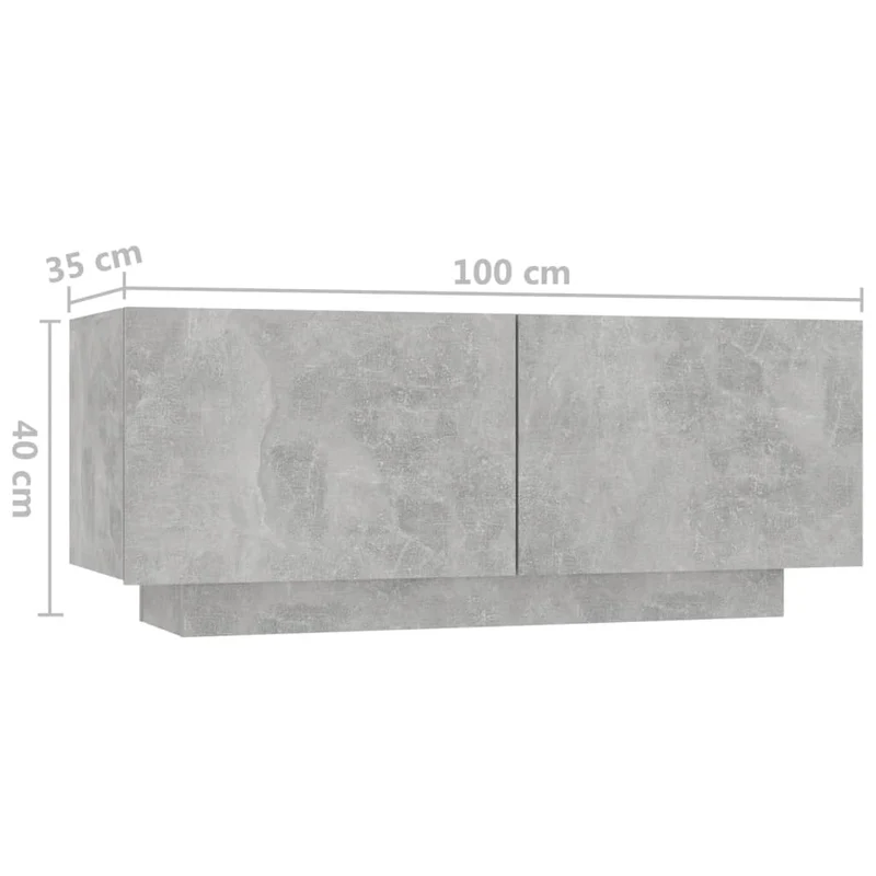 Table de chevet avec compartiments de rangement avec portes 100 x 35 x 40 cm bois d'ingénierie gris DEC033964