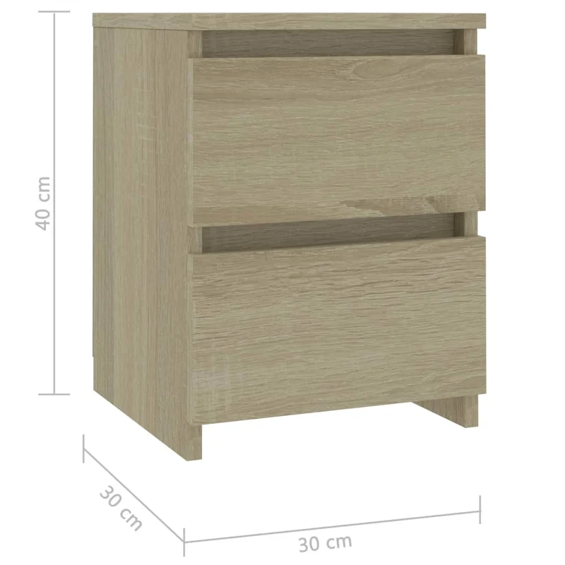 Table de chevet avec deux tiroirs 30 x 30 x 40 cm bois d'ingénierie couleur chêne DEC033799