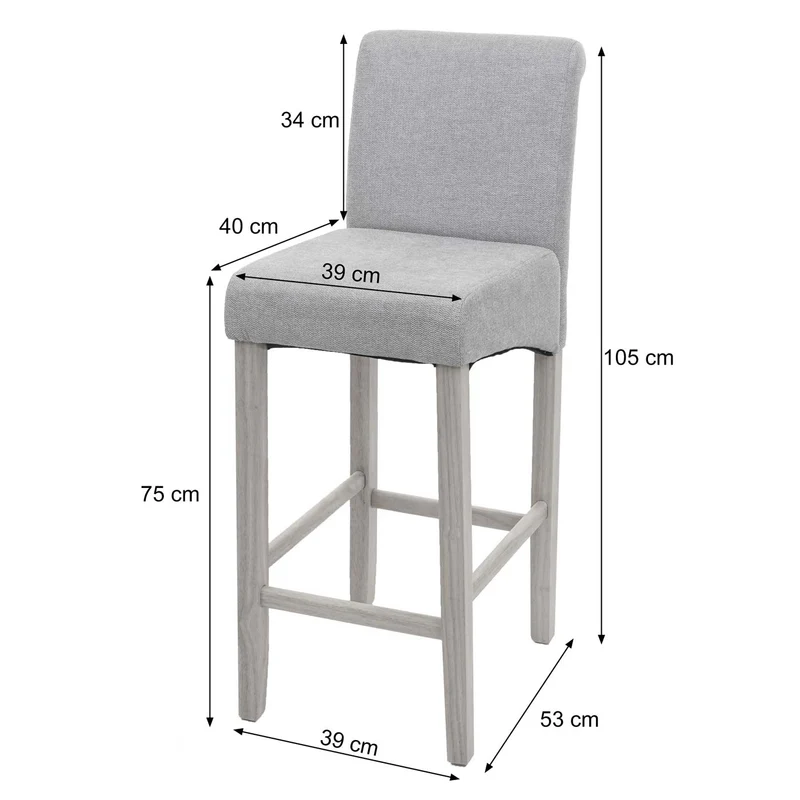 Tabouret de bar chaise haute de bar pieds en bois foncé assise en synthétique crème 04_0001237