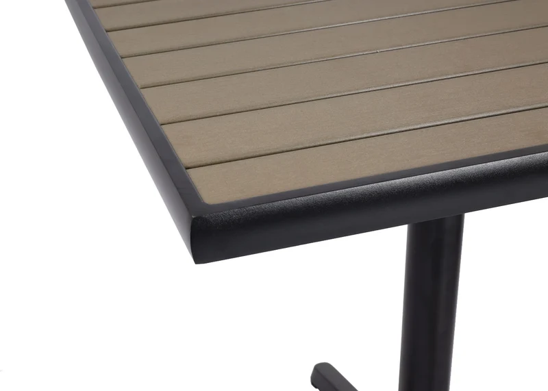 Table de jardin hwc-j95 table de balcon table de bistro restauration e x térieur revêtement aluminium aspect bois noir gris 04_0008534