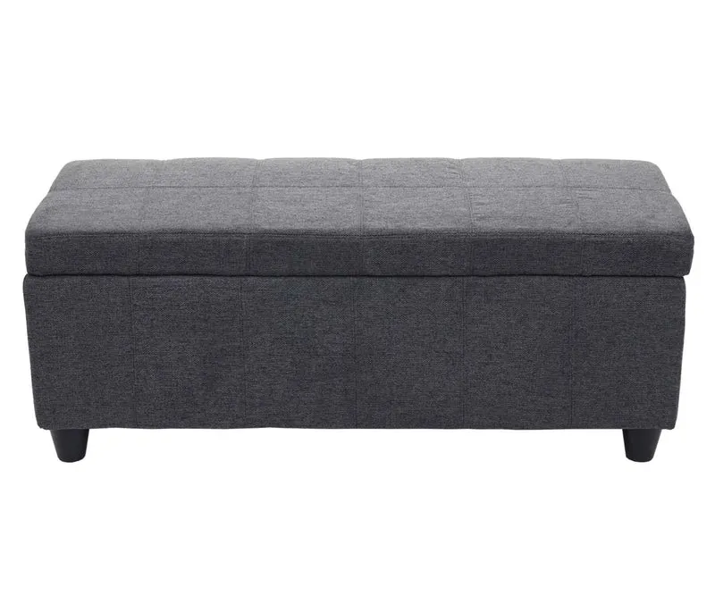 Banquette de rangement banc 45x114x45 cm en tissu gris foncé 04_0006454
