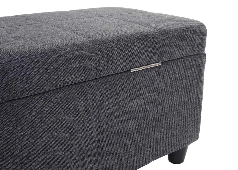 Banquette de rangement banc 45x114x45 cm en tissu gris foncé 04_0006454
