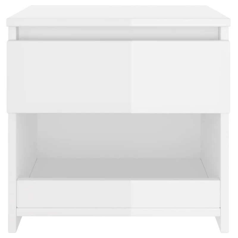 Table de chevet avec tiroir et compartiment 40 x 30 x 39 cm bois d’ingénierie blanc brilliant DEC033445