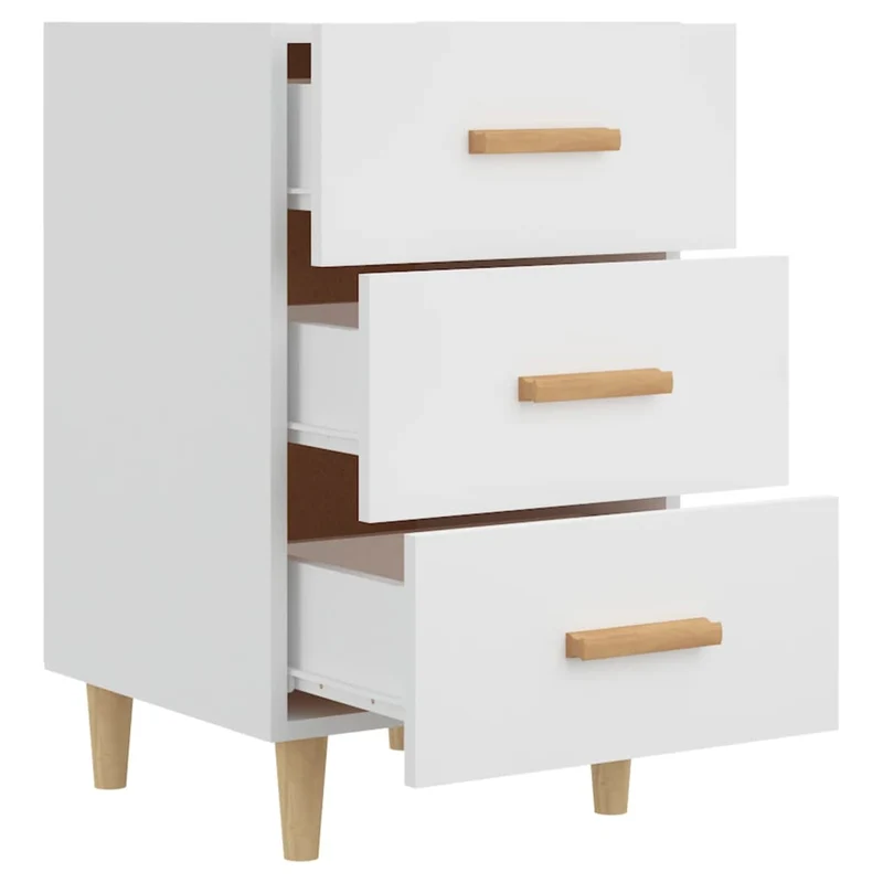 Table de chevet avec 3 tiroirs 40 x 40 x 66 cm bois d'ingénierie blanc DEC033396