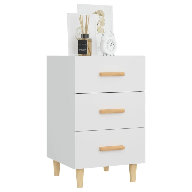 Table de chevet avec 3 tiroirs 40 x 40 x 66 cm bois d'ingénierie blanc DEC033396