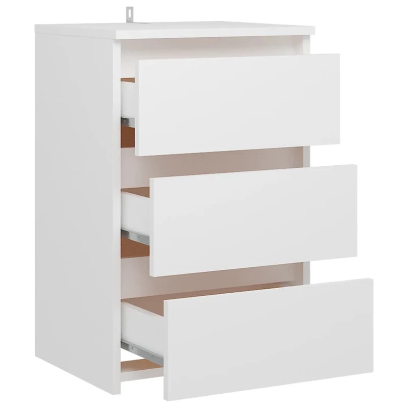 Table de chevet avec 3 tiroirs 40 x 35 x 62,5 cm aggloméré blanc DEC033379