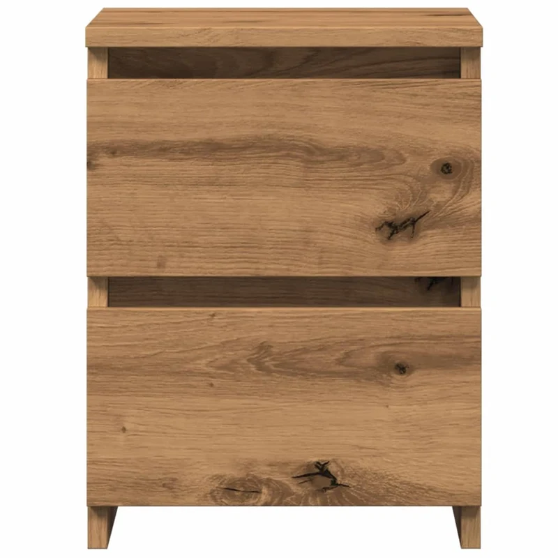 Table de chevet avec deux tiroirs 30 x 30 x 40 cm bois d'ingénierie couleur chêne DEC033530