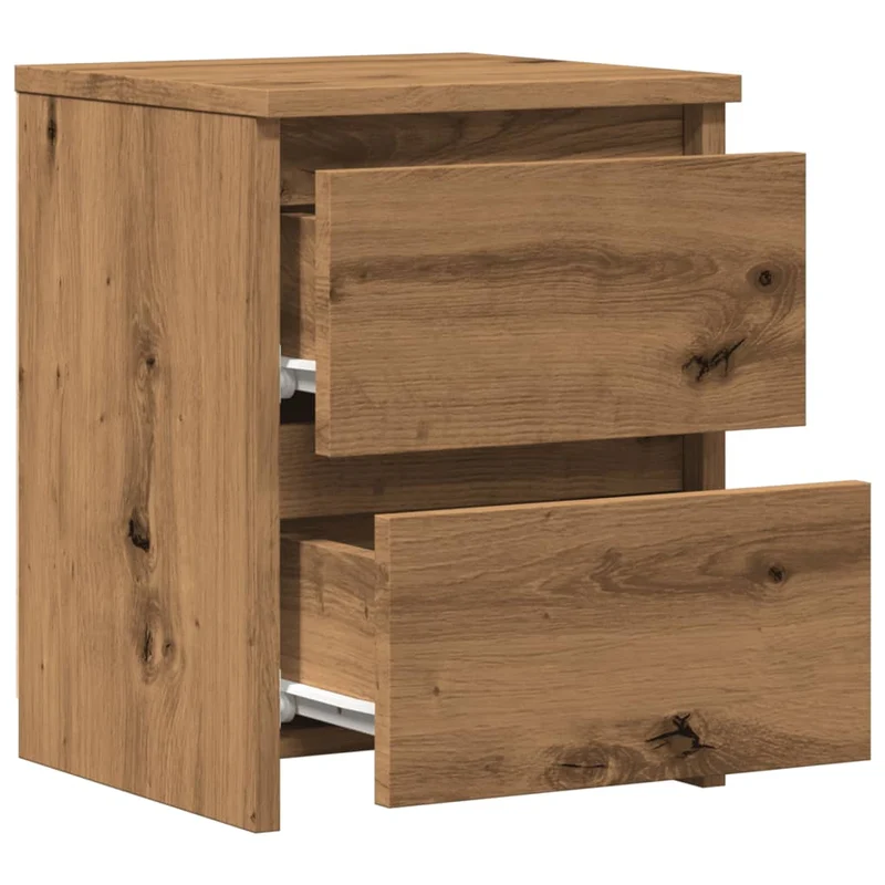 Table de chevet avec deux tiroirs 30 x 30 x 40 cm bois d'ingénierie couleur chêne DEC033530
