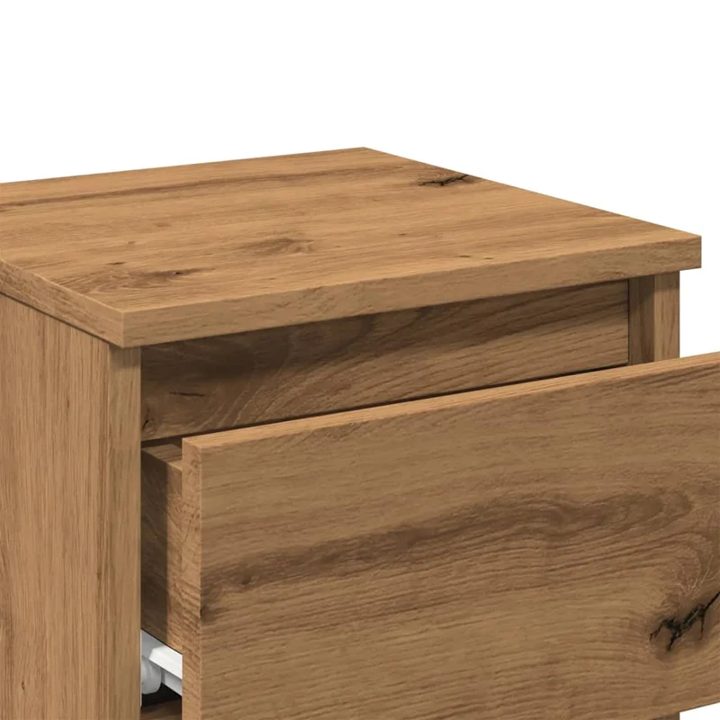 Table de chevet avec deux tiroirs 30 x 30 x 40 cm bois d'ingénierie couleur chêne DEC033530