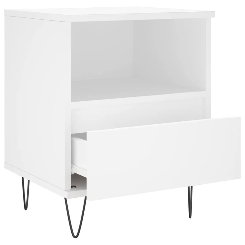 Table de chevet avec tiroir et compartiment ouvert 40 x 35 x 50 cm bois d’ingénierie blanc DEC033367