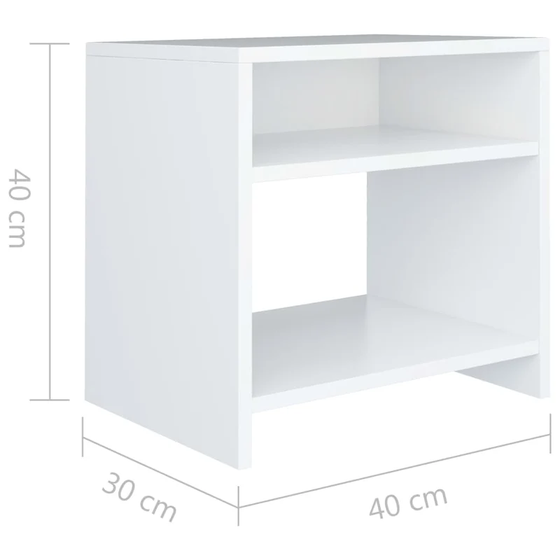 Table de chevet avec compartiment ouvert et une étagère 40 x 30 x 40 cm bois d'ingénierie blanc DEC033334