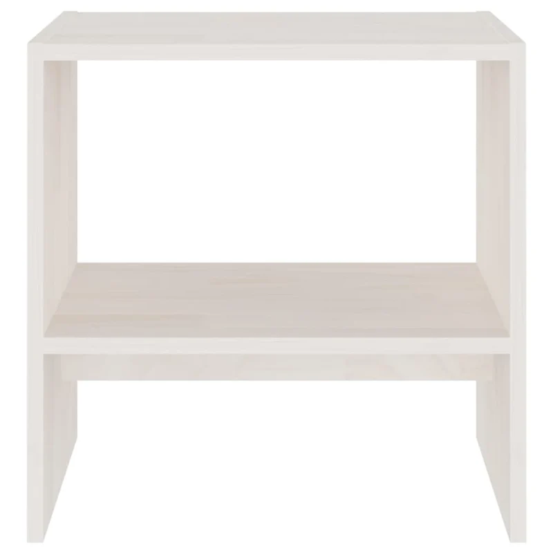 Table de chevet avec compartiment ouvert 40 x 30,5 x 40 cm en bois de pin massif blanc DEC033329