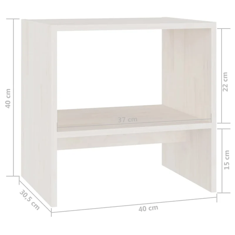 Table de chevet avec compartiment ouvert 40 x 30,5 x 40 cm en bois de pin massif blanc DEC033329