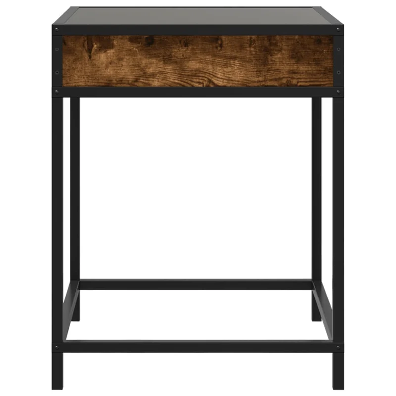 Table de chevet avec miroir à LED 40 x 40 x 51 cm bois d'ingénierie marron verre et acier DEC033134