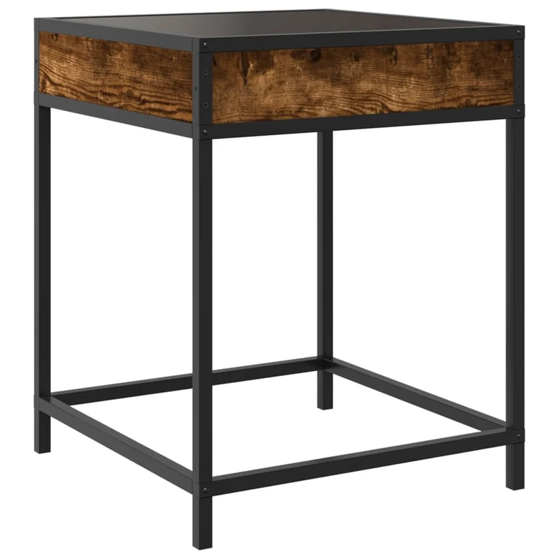 Table de chevet avec miroir à LED 40 x 40 x 51 cm bois d'ingénierie marron verre et acier DEC033134